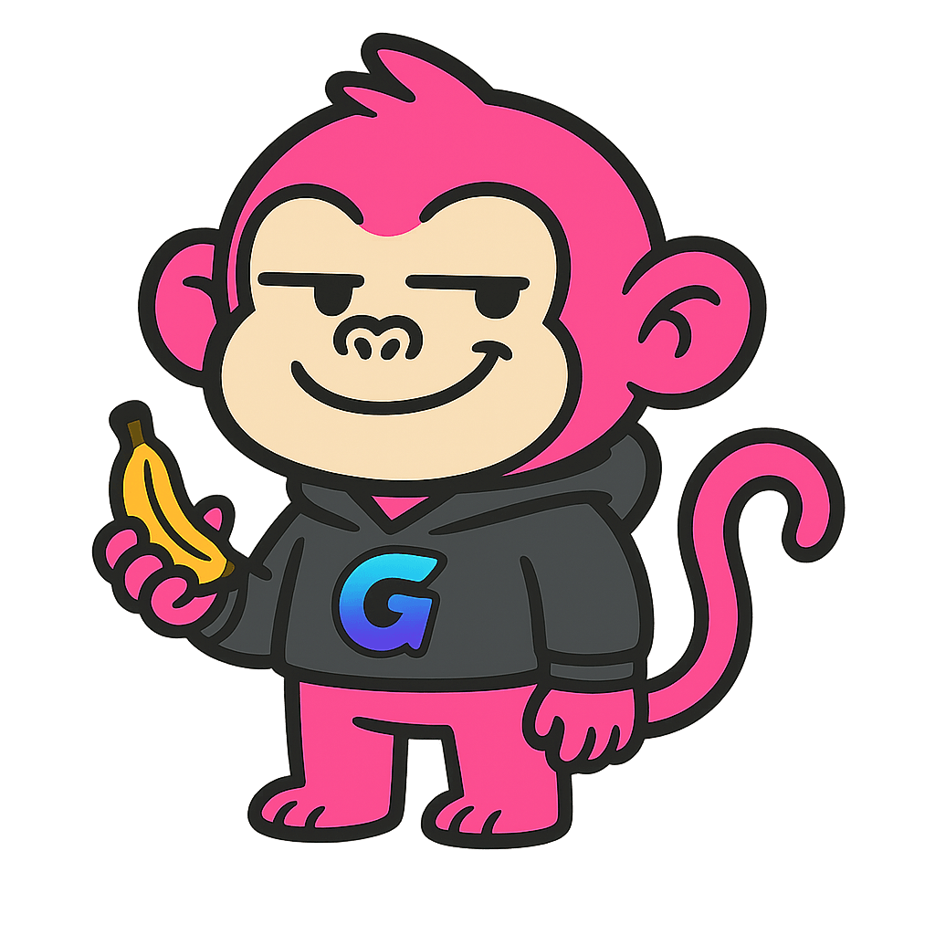 Grindy pink monkey mascot